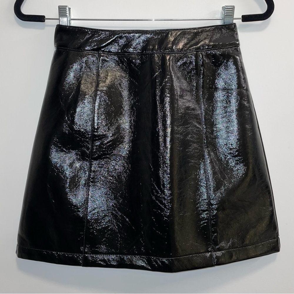 Topshop High Waist Vinyl Mini Skirt Size 2 NWT